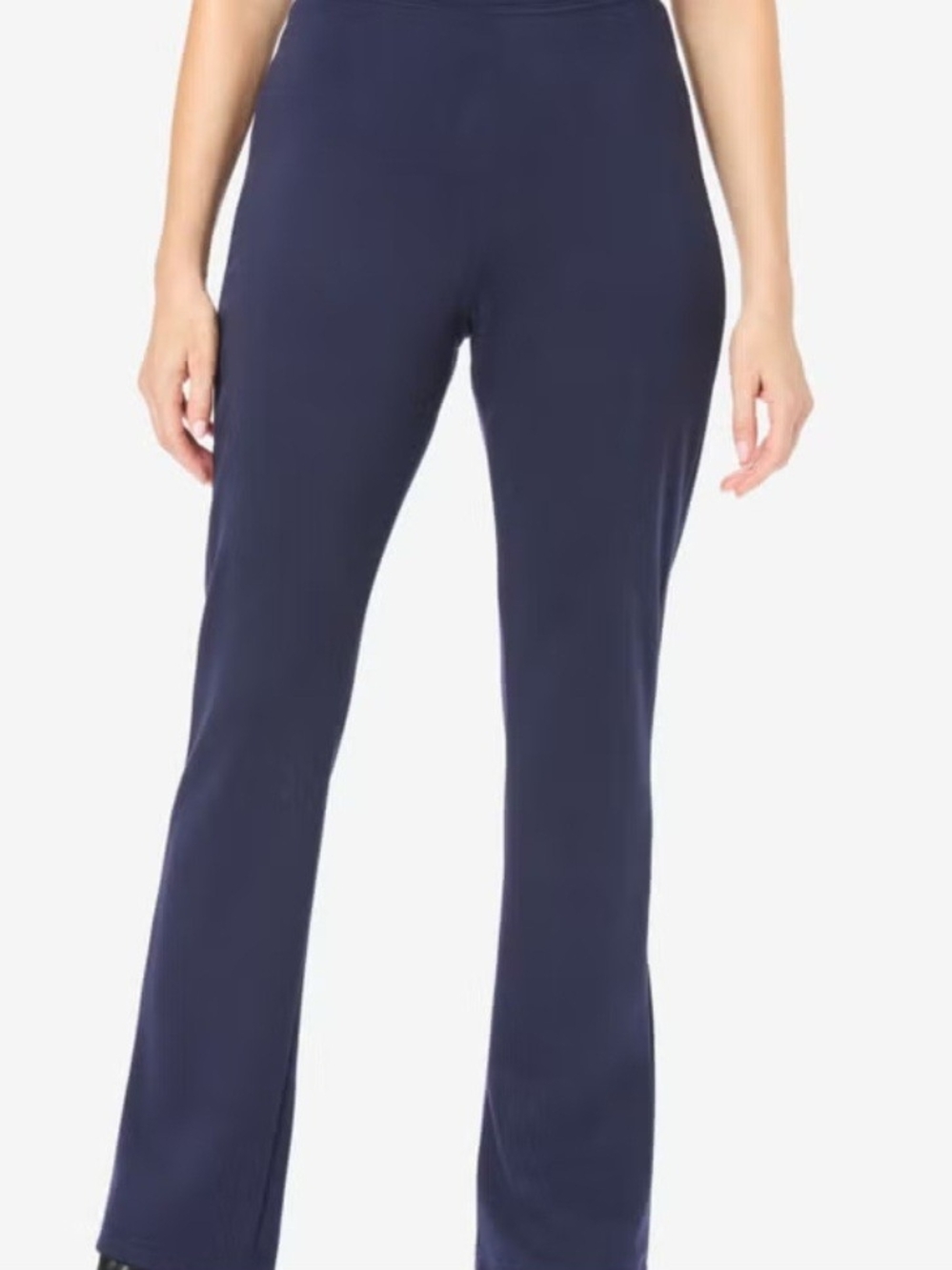 Woman Within Navy Stretch Pull On Boot-Cut Pants